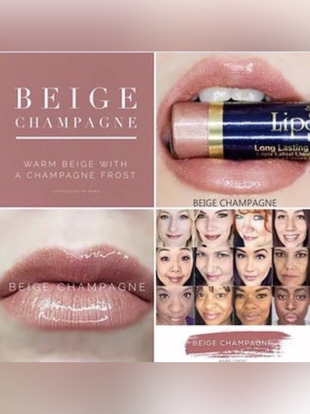 LipSense Beige Champagne Gloss - Shimmery Nude Pink-Beige